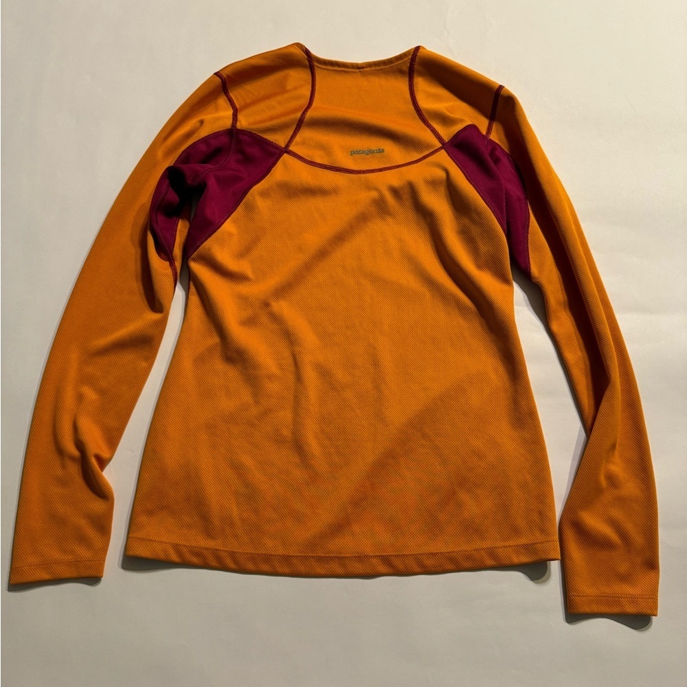 Patagonia Orange Purple Small Long Sleeve Square Queen Anne Square Neckline Top - Picture 8 of 8